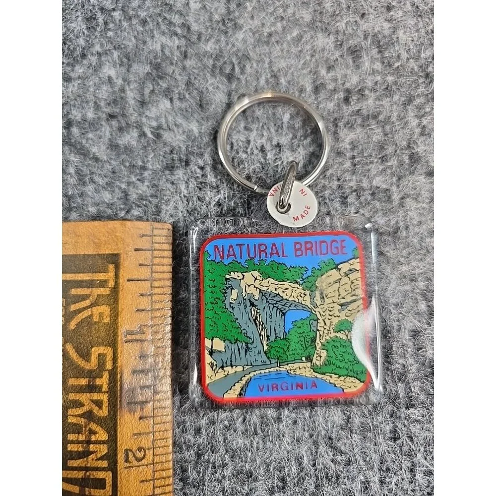 Vintage Virginia Souvenir Acrylic Keychain Keyring Natural Bridge State Park